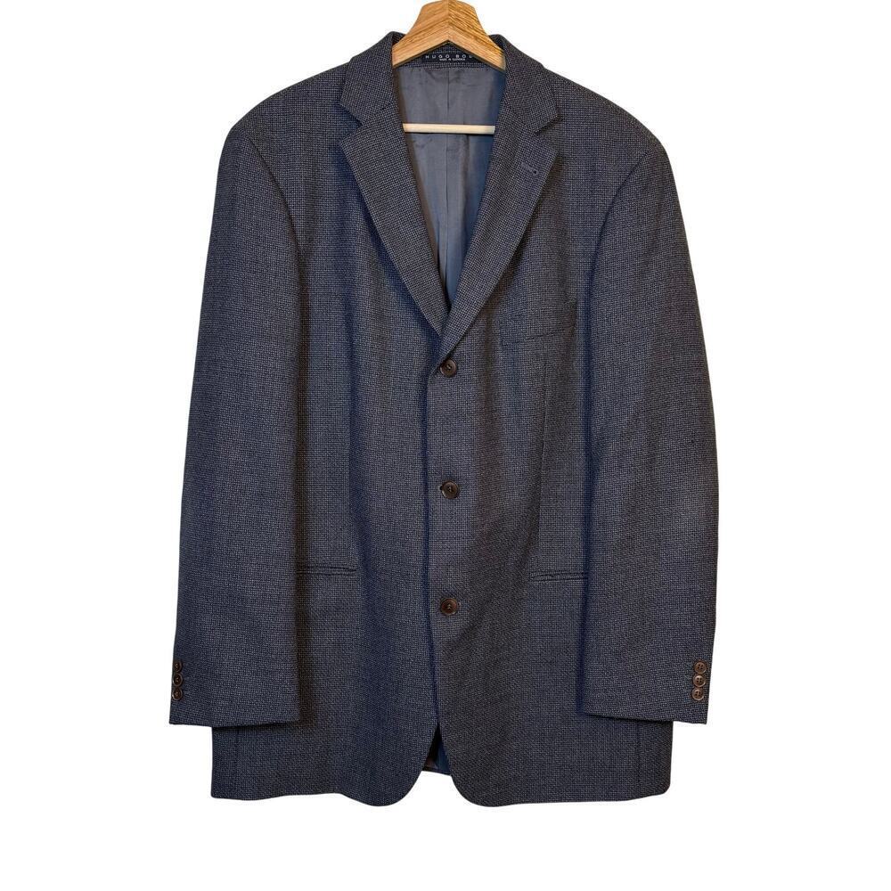 Boss by Hugo Boss Virgin Wool Tweed Blazer Size 44R Gray Professional Career